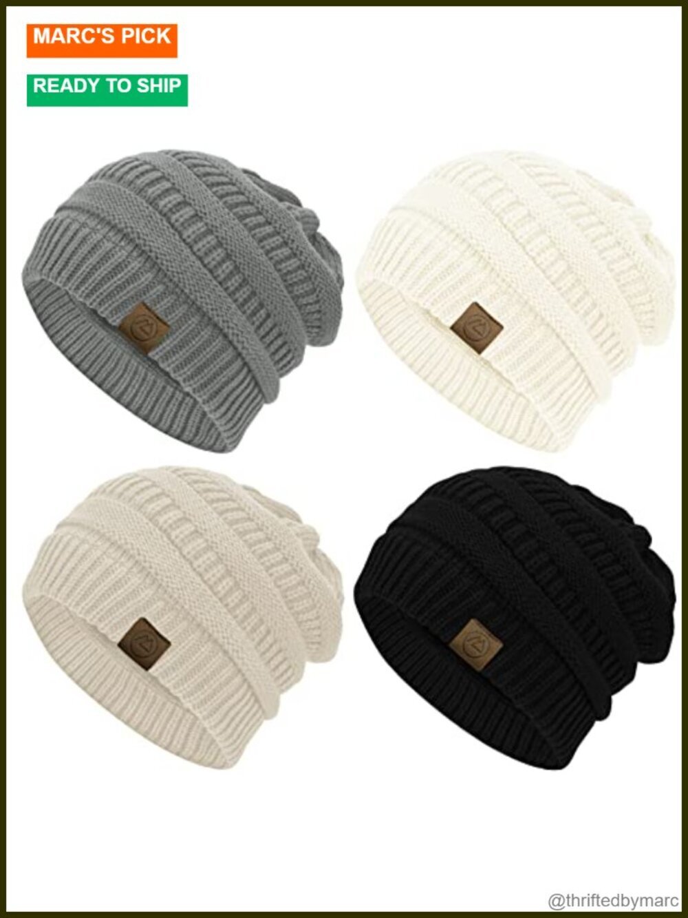 4 Pack Knit Chunky Slouchy Beanies Warm Winter Hats